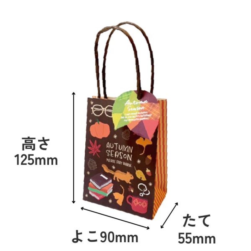 画像2: 【秋】秋柄ペーパーバッグ＆タグ　40個入(20個×2種アソート)　／単価　134円 (2)