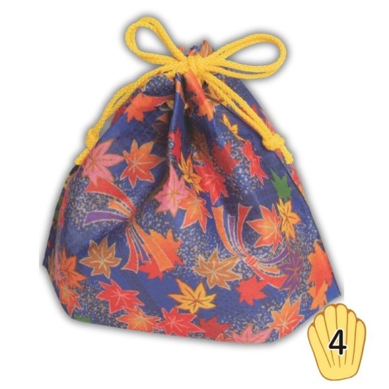 画像1: 【秋】さんかく巾着FP　熨斗もみじ柄紺　40枚入／単価　122.50円 (1)