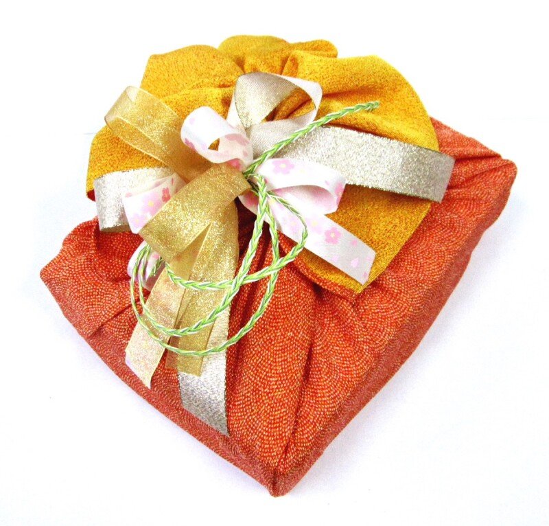 画像1: ポリ風呂敷【在庫限商品】華優彩　松に梅（朱×橙）二巾/１枚222円 (1)