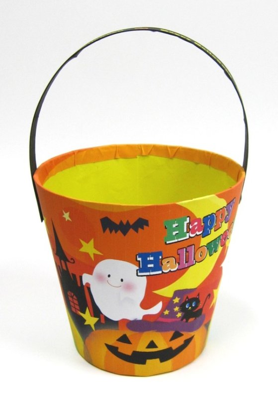 画像1: 【ハロウィンアウトレット】ＨＷオレンジ紙バケツ　9個入　/単価　148円 (1)