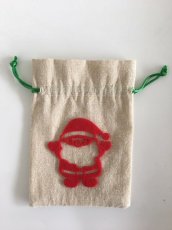 画像2: 【アウトレット】サンタ巾着（麻）＠１枚あたり120.00→60.00円 (2)