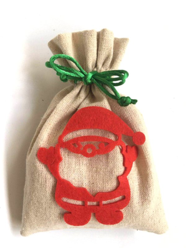 画像2: 【アウトレット】サンタ巾着（麻）＠１枚あたり120.00→60.00円 (2)