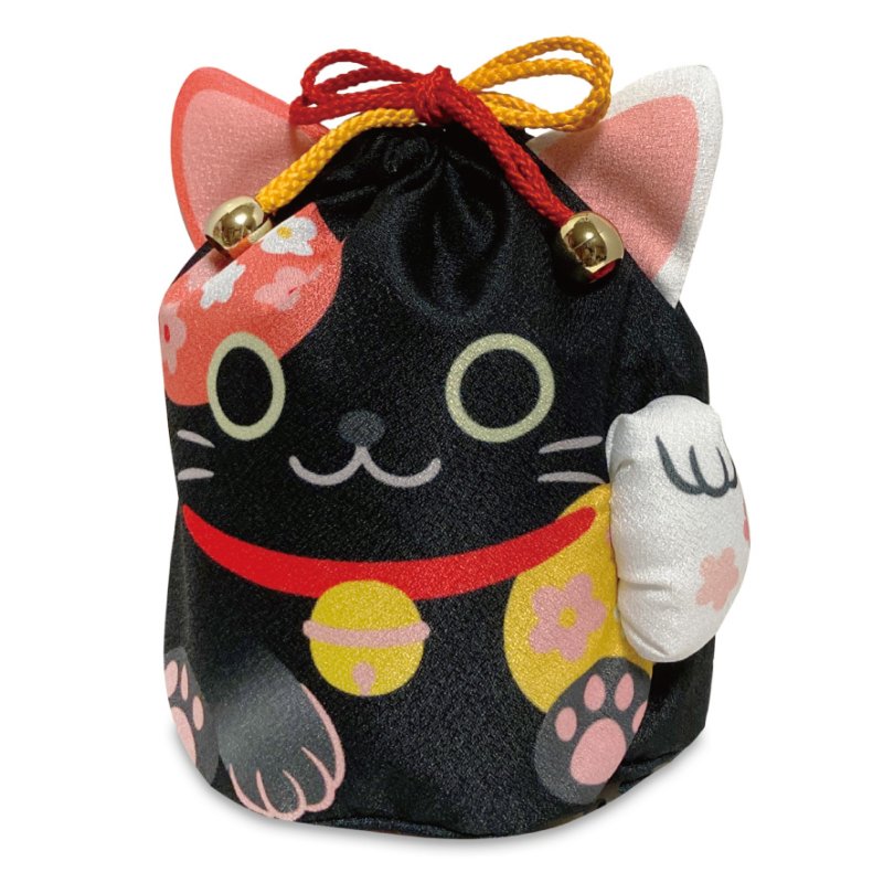 画像4: 招き猫巾着　三毛/ピンク/黒　@1つあたり490円 (4)