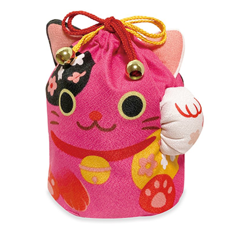 画像3: 招き猫巾着　三毛/ピンク/黒　@1つあたり490円 (3)